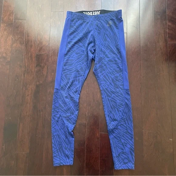 NIKE women’s workout Leg-A-See Printed Tights Blue/Black Size Medium activewear - Picture 2 of 6